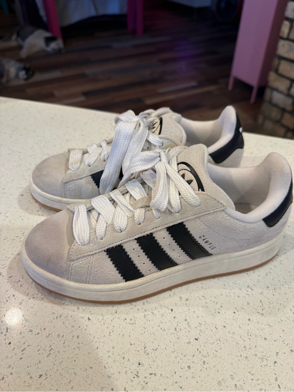 adidas Campus Suede Sneakers in White and Navy